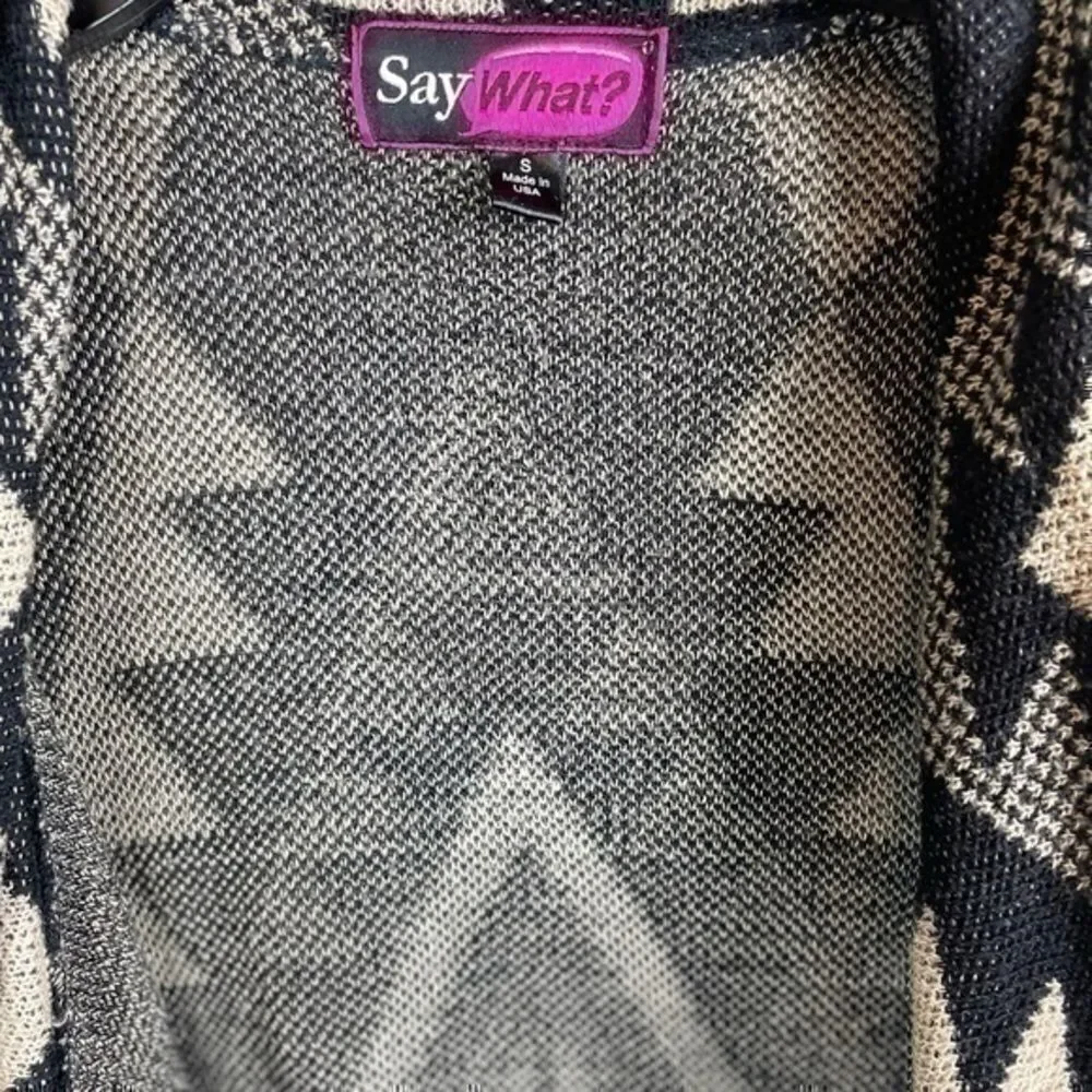 Tan & Black Aztec Cardigan Sweater Vest Size Small by Say What?.